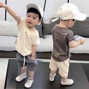 2022夏季男童短袖套装，1-3岁4洋气宝宝，夏装韩版中小童两件套潮