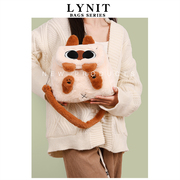 LYNIT 暹罗猫小豆泥毛绒包包秋冬周边可爱背包学生书包单肩包挎包