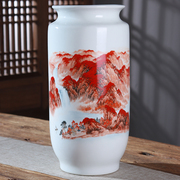 中式陶瓷花瓶摆件客厅插花博古架玄关装饰品仿真花景德镇陶瓷花瓶