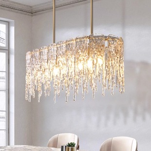法式轻奢吊灯全铜餐厅灯创意个性大气简约吧台玻璃水晶吊灯设计师