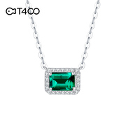 t400绿宝石项链女纯银轻奢小众，设计高级锁骨，链吊坠生日情人节礼物