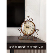 欧式桌面家用时钟仿古美式台式复古坐钟客厅摆件，座钟钟表老式摆钟