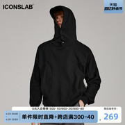 iconslab 解构蝙蝠袖连帽卫衣男美式高街设计感帽衫潮牌外套秋季