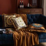 欧式古典沙发抱枕金边流苏抱枕双面印花装饰靠枕床头靠垫高档