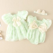 0一1岁婴儿裙子夏季夏装女宝宝公主薄款洋气满月套装周岁百夏天包