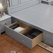 现代美式实木床，1.5米1.8米高箱储物床头柜，乳胶椰棕组合