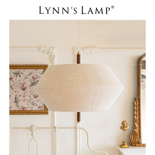 lynn's立意布艺美式卧室吊灯书房田园风格，编织实木客厅法式灯具