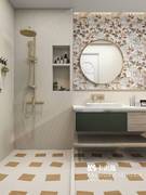 法式侘寂风花砖600x1200卫生间瓷砖厨房浴室墙砖微水泥地砖奶
