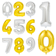 金色银色铝膜气球结婚生日派对祝寿用品数字岁数铝箔汽球装饰布置
