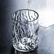 日式锤目纹玻璃冷水杯，套装玻璃品茗杯家用大容量耐高温防爆水杯