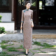 旗袍2024年年轻款少女中国风，复古改良版中袖气质长款显瘦优雅