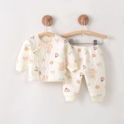 新生婴儿衣服纯棉保暖春，秋冬款初生男女宝宝，和尚内衣夹棉分体套装