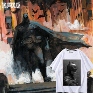 蝙蝠侠联名短袖t恤男DC电影周边体恤美式街头宽松欧美ins潮牌