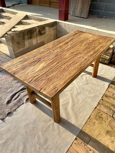 老榆木桌子复古茶桌原木，实木桌子吧台长桌书桌，餐桌阳台桌民宿定制
