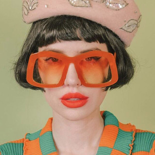 欧美时尚超大框太阳眼镜个性糖果色杂志多边形网红街拍墨镜女