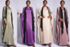 阿拉伯女士宽松大码蝙蝠衫外套，迪拜外搭+内裙，两件套纯色缎面长袍