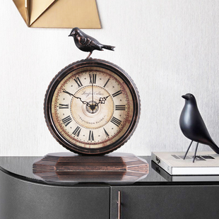 欧式复古座钟客厅创意台式钟表摆件时钟老式坐钟桌面摆钟家用台钟