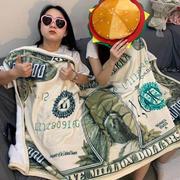创意搞怪沙雕百万美金钞票毛毯法兰绒空调被夏季午睡办公室好物