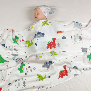 婴儿竹纤维纱布浴巾宝宝纯棉包巾新生儿婴儿襁褓两层包被盖毯四层