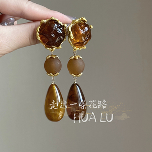 HUALU-时髦中古感~古董vintage复古宫廷风轻奢高级感夸张耳环耳夹