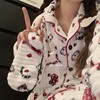 HELLOKITTY秋冬季加厚珊瑚绒睡衣女士可爱加绒法兰绒可外穿家居服