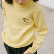 儿童加厚毛衣套头洋气线衣针织秋冬羊毛粉色米色紫色黄色中大童