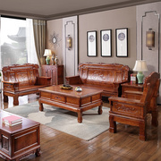 香樟木沙发中式客厅仿古雕花老式木质农村冬夏两用全实木沙发