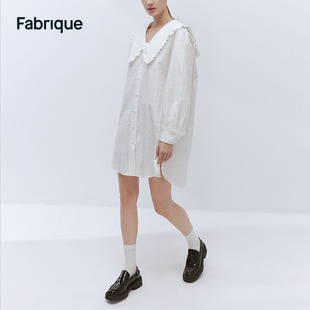 Fabrique 荷叶边娃娃领衬衫连衣裙2023秋季芭比法式连衣裙