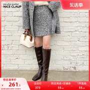 niceclaup日系复古可爱休闲毛呢，短裙半身裙141400300c