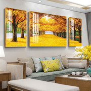 黄金大道客厅装饰画黄金满地沙发，背景墙壁画大气简约轻奢晶瓷挂画
