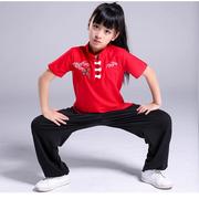 儿童武术表演服装中国功夫短袖练功服男女童幼儿舞蹈演出服装