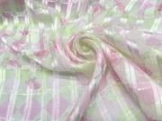 进口垂感半透粉色浅绿色格子，剪花垂感雪纺，布料汉服衬衫连衣裙