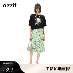 dzzit地素半身裙，23年夏季法式浪漫花卉印花短裙女