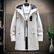 男士外套秋冬季2024韩版潮流修身帅气加绒加厚夹克中长款风衣
