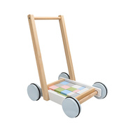 木制儿童学步车防侧翻1-3宝宝学习走路 益智玩具多功能积木手推车