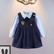 儿童连衣裙女童套装秋装学院，风假两件日系jk制服小学生校服演出服