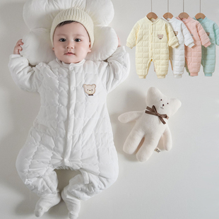 婴儿冬季连体衣男女童纯棉，棉服套装宝宝，冬款保暖哈衣外出夹棉爬服