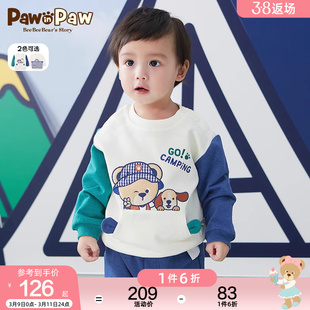 商场同款PawinPaw小熊童装秋装男宝宝动物贴布卫衣