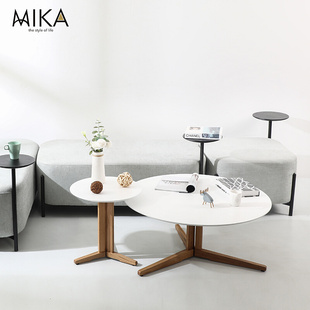 简约客厅沙发茶几胡桃色现代简约风小边几橡木边桌设计师创意家具