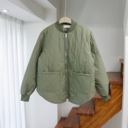 韩国棉衣保暖加厚浅绿色外套女士2021秋冬短款夹克棒球服棉服