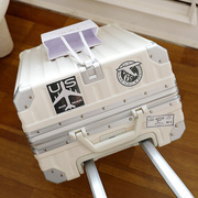 多功能行李箱女拉杆箱可充电大容量男铝框，20寸登机旅行密码皮箱子