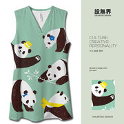 中国小熊猫国宝卡通动物园花花POLO领连衣裙裙子大码短裙设 无界