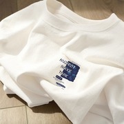 日系复古纯棉短袖T恤女夏季2023设计感小众宽松chic港味上衣