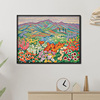 彩色山脉风景中的鲜花，喷绘无框油画布画芯客厅，卧室书房美式装饰画