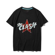 夏装宽松大码纯棉圆领短袖摇滚乐队t恤男theclash(碰撞)乐队朋克