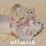 olimilk假日花圃~可爱复古碎花背心裙宠物猫咪，小狗春夏衣服薄