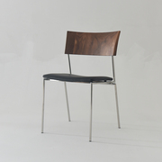 胡桃木椅子轻奢极简真皮家用不锈钢餐椅现代简约咖啡店餐厅靠背椅