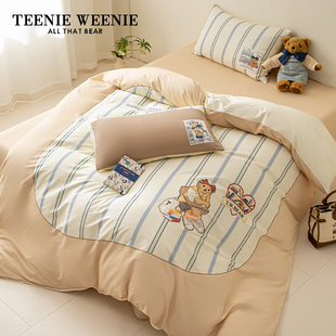 TeenieWeenie全棉小熊印花四件套纯棉床单被套单人床上用品三件套