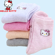 冬季儿童袜子女童棉袜纯棉，加厚毛巾袜，凯蒂猫可爱卡通中筒学生袜网