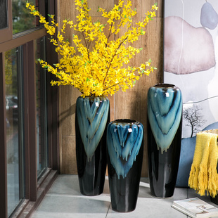 轻奢陶瓷落地大，花瓶客厅插花仿真花北中式装饰摆件